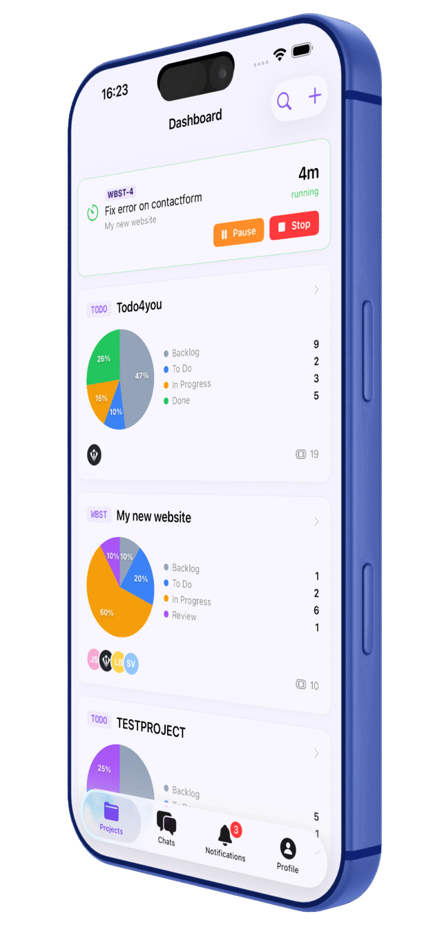 The Todo4you app on an iPhone